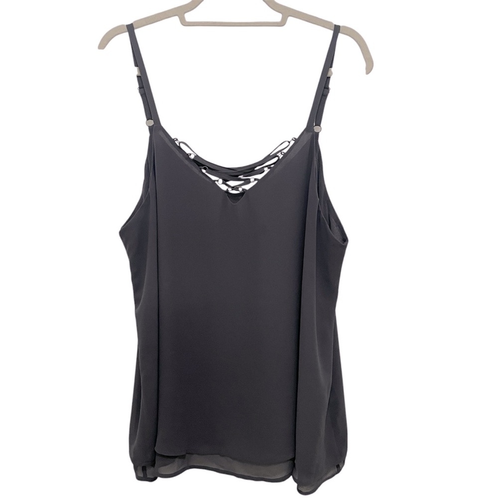 TORRID Flowy Doubled Layered Haltered Style Grey Date Night Top Size 1x